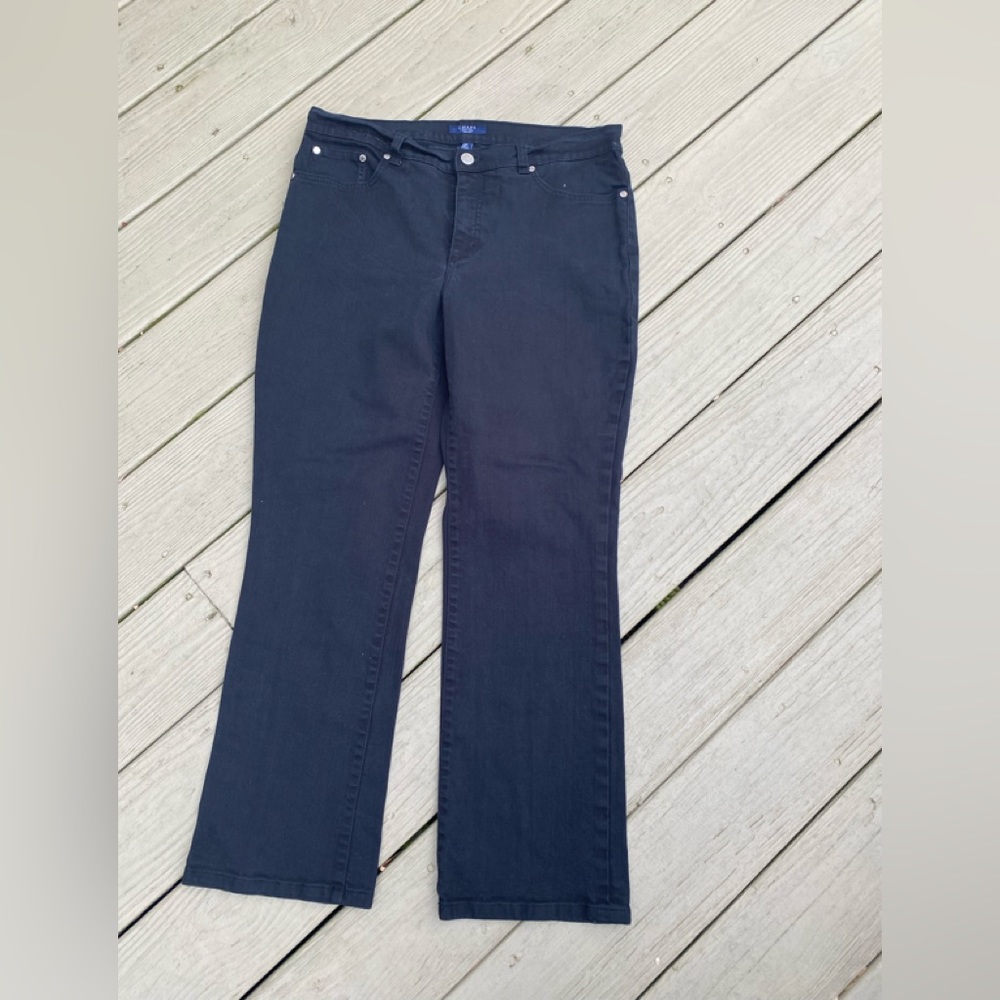 CHAPS - Woman’s black denim straight leg high rise jeans, Size: 12P